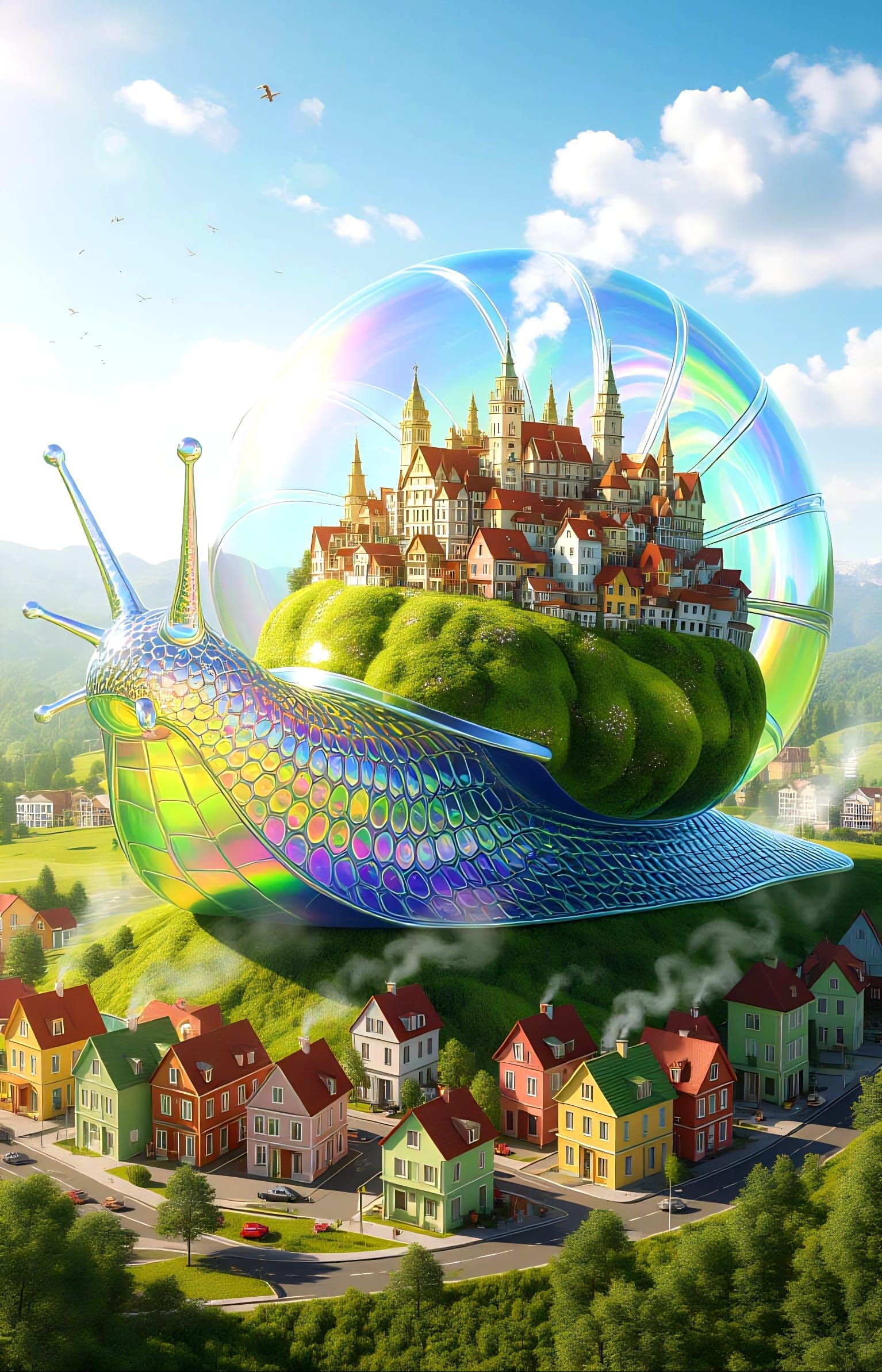 Colossal glass snail city
