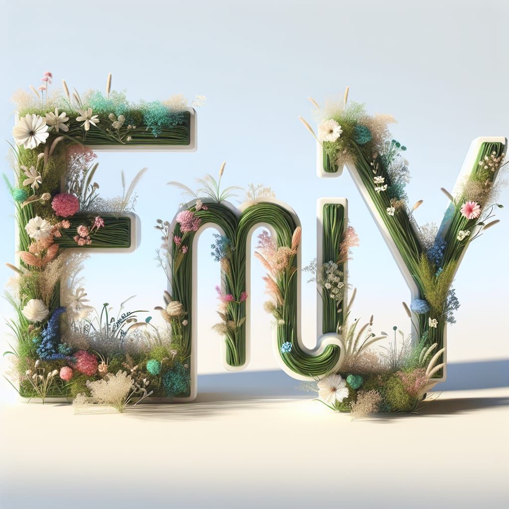 Elegant 3D Floral Rendering of the Name EMILY
