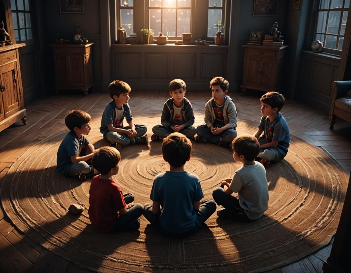 Children's Serious Discussion in Hyper-Realistic 3D