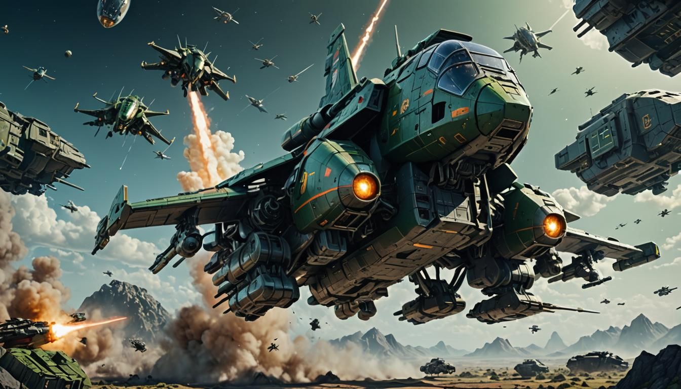 Dropship Squadron Planetary Landing in Sci-Fi Style