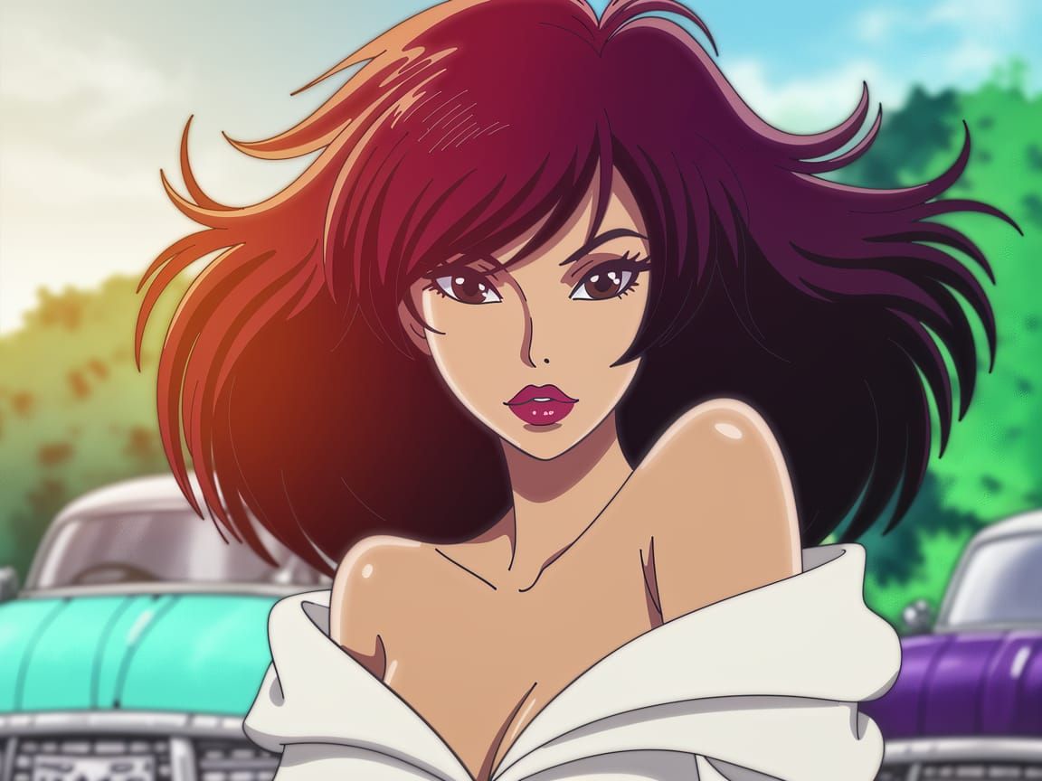 Stunning Anime-Style Portrait of a Free-Spirited Woman in a ...
