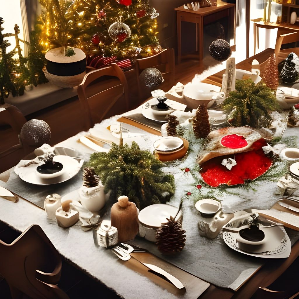 Festive Scandinavian Christmas Feast in Photorealistic Detai...