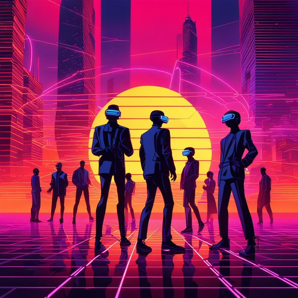 Neon Futurism: 80s Cityscape at Sunset