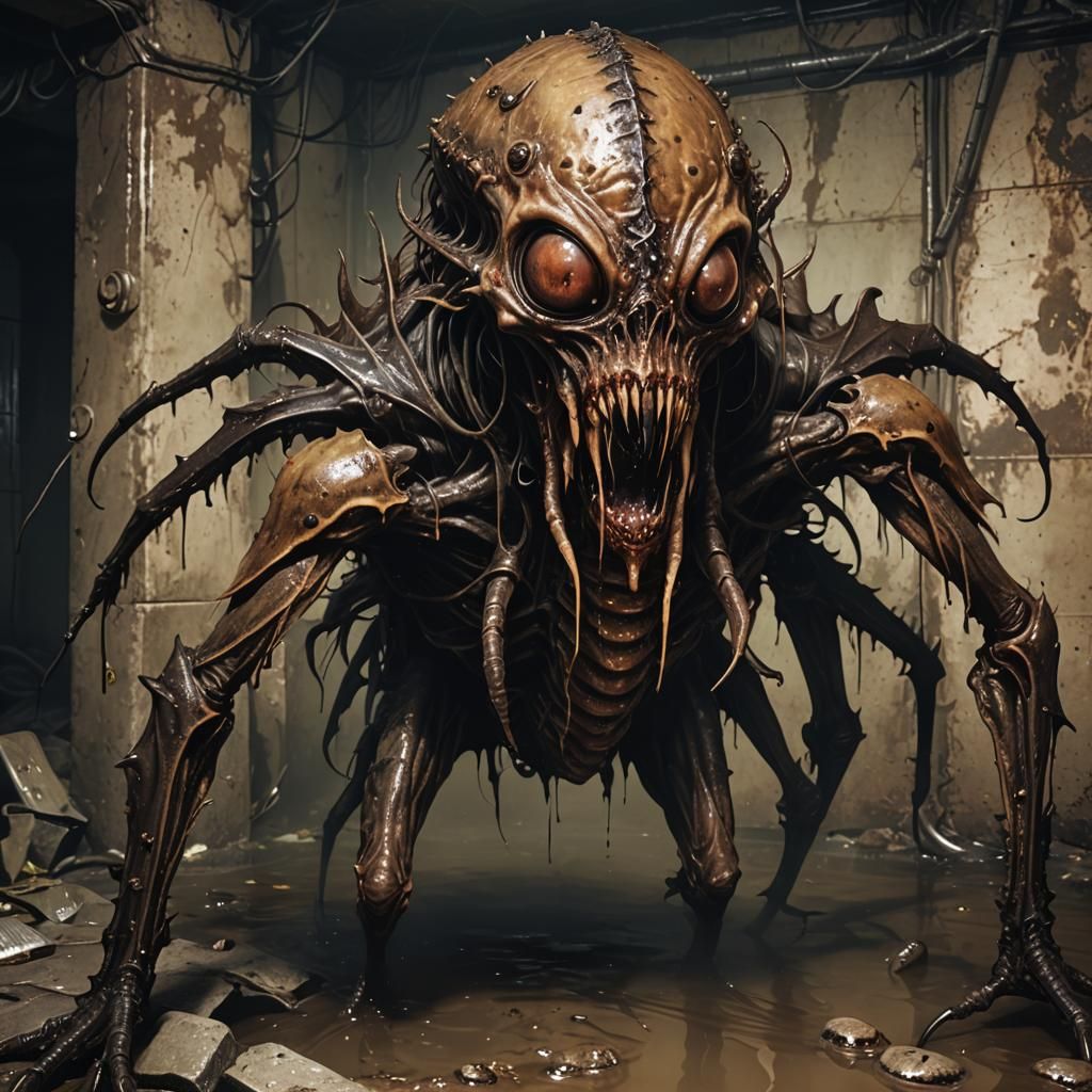 Terrifying Insectoid Alien in Post-Apocalyptic Sewer