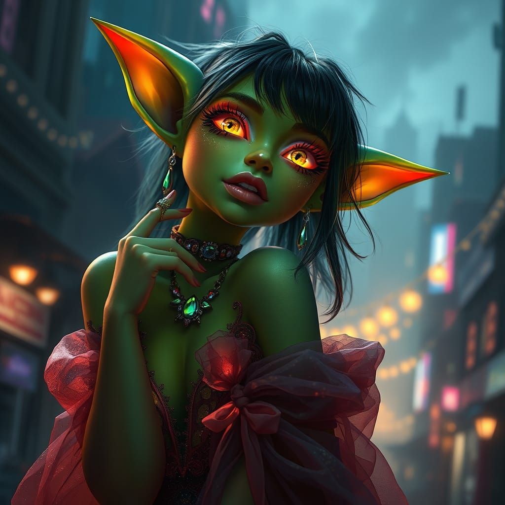 Harajuku Goblin Fashionista in Fantasy World