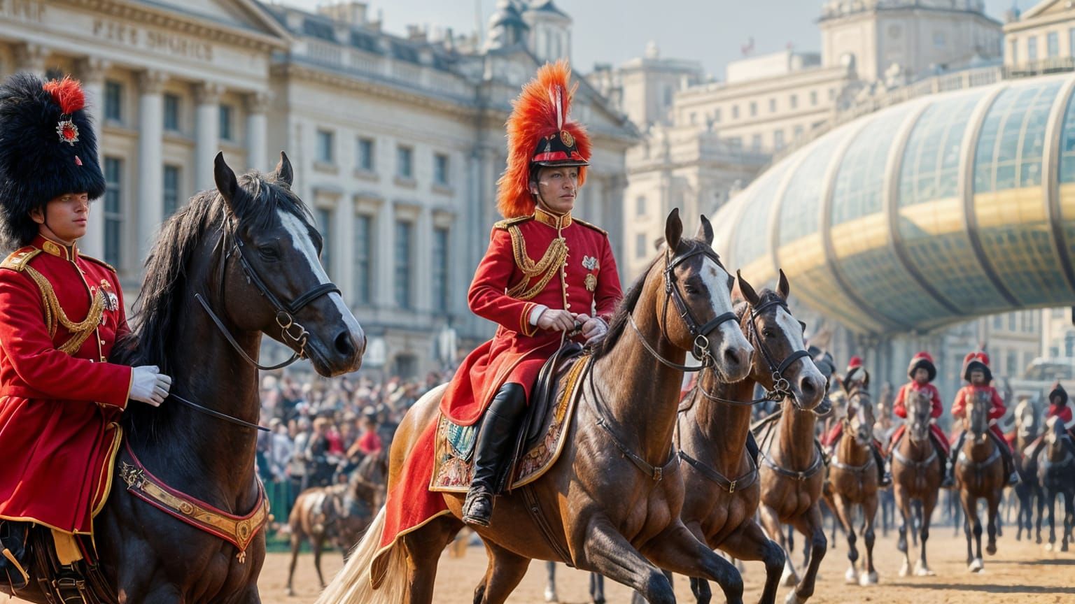 Spectacular Trooping the Colour Scene in Vibrant Paint Style