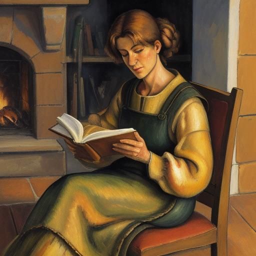 Reading by the firelight