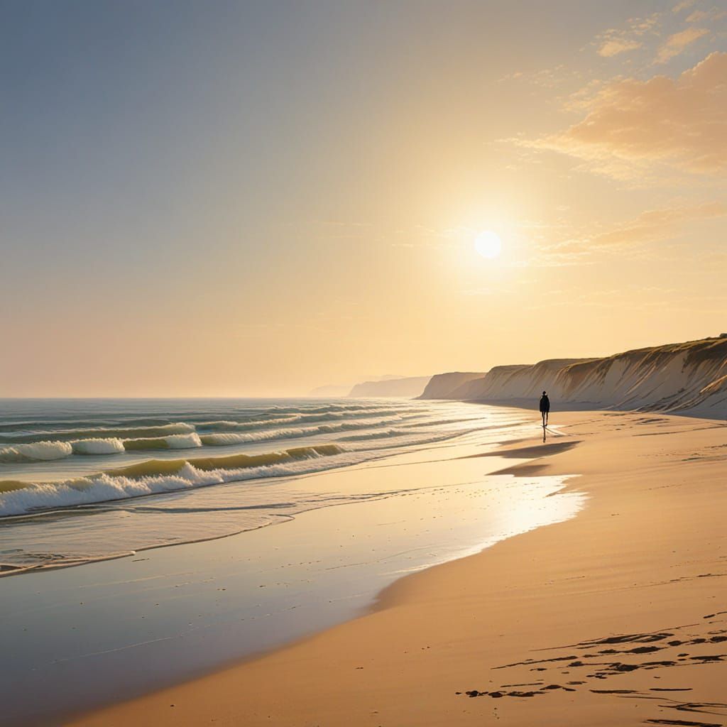 Serene Coastal Landscape in Soft Brushstrokes