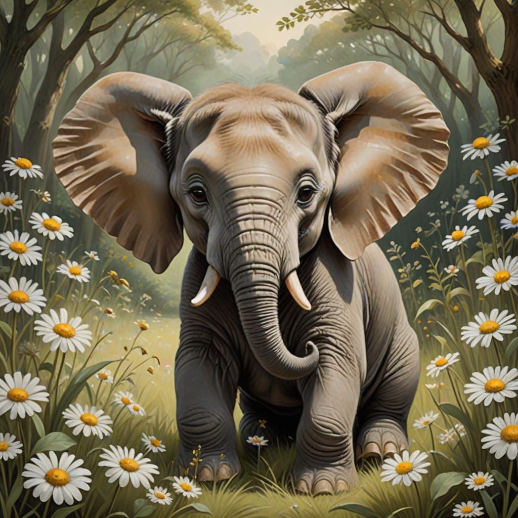 Adorable Baby Elephant in Nature