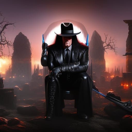 The Undertaker in Graveyard: Detailed Matte Painting