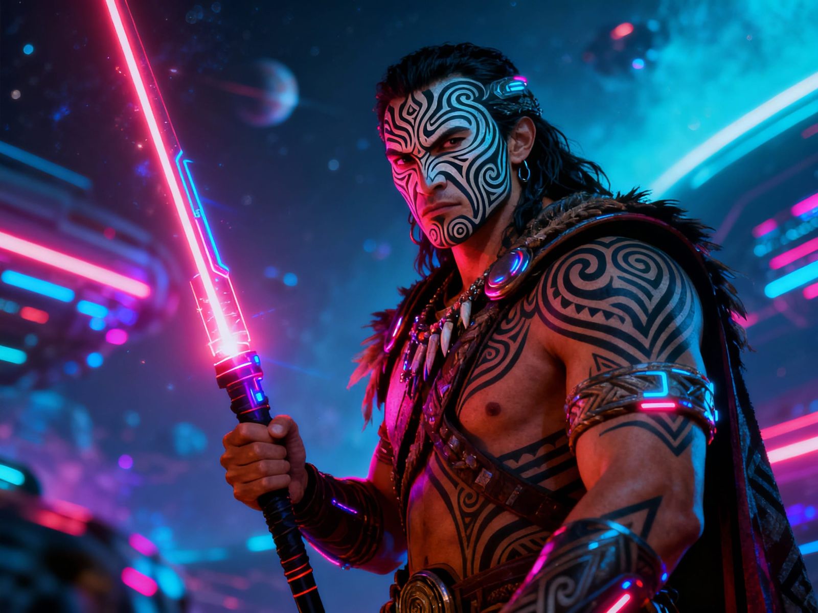 Space Māori Warrior with Laser Lance