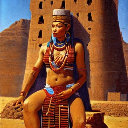 Ahmose-Nefertari Portrait in Oil Painting Style
