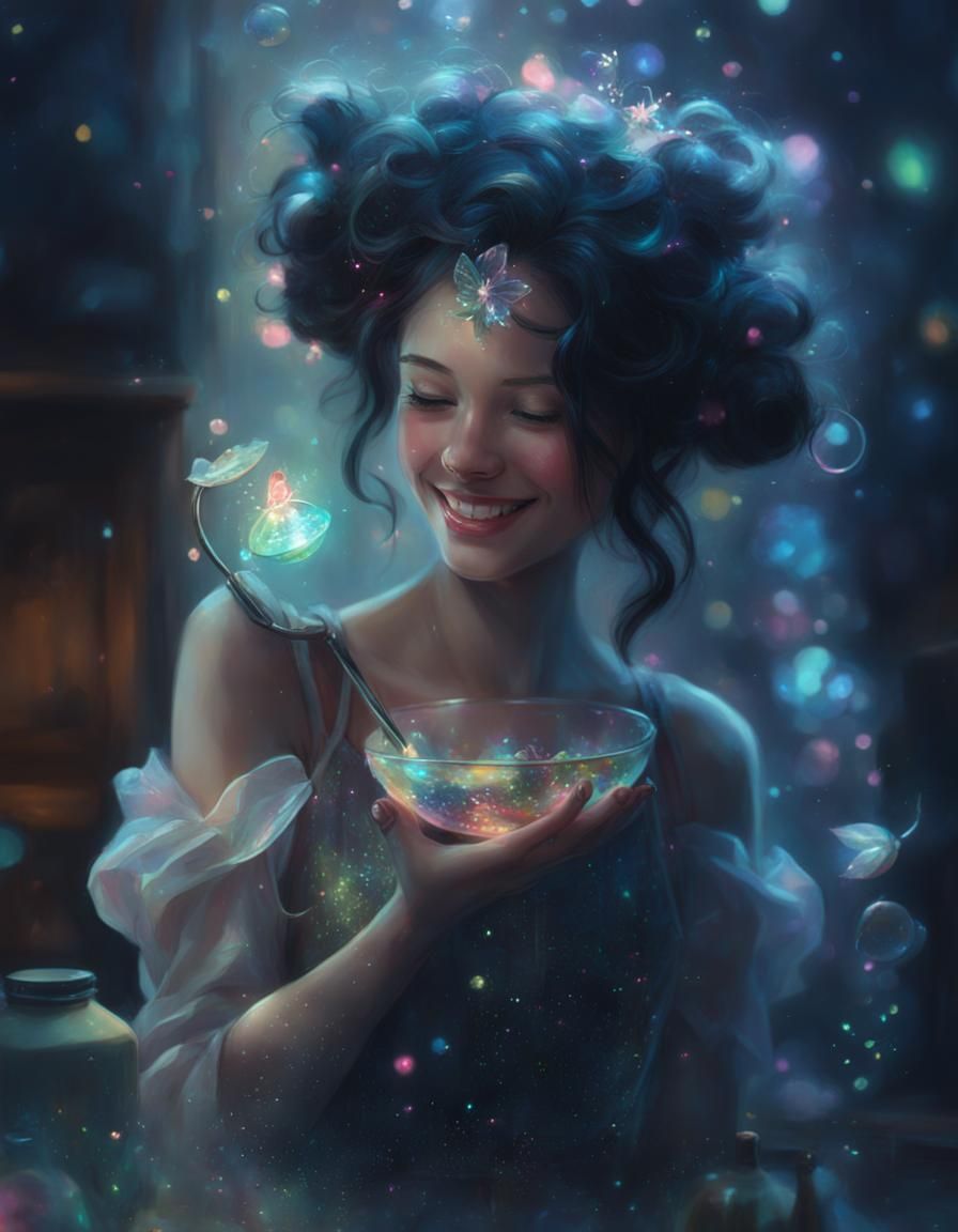 Fairy Cook in Magical Kitchen, Digital Art