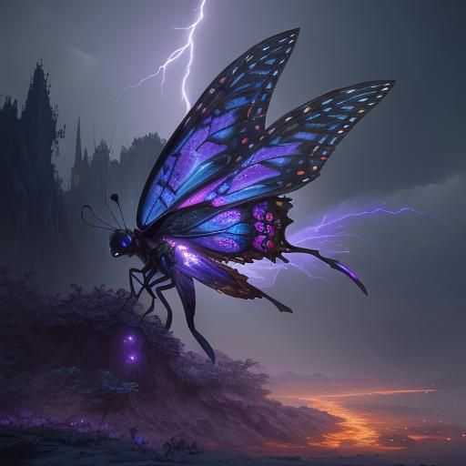 Lightning Fox Butterfly Fantasy Concept Art