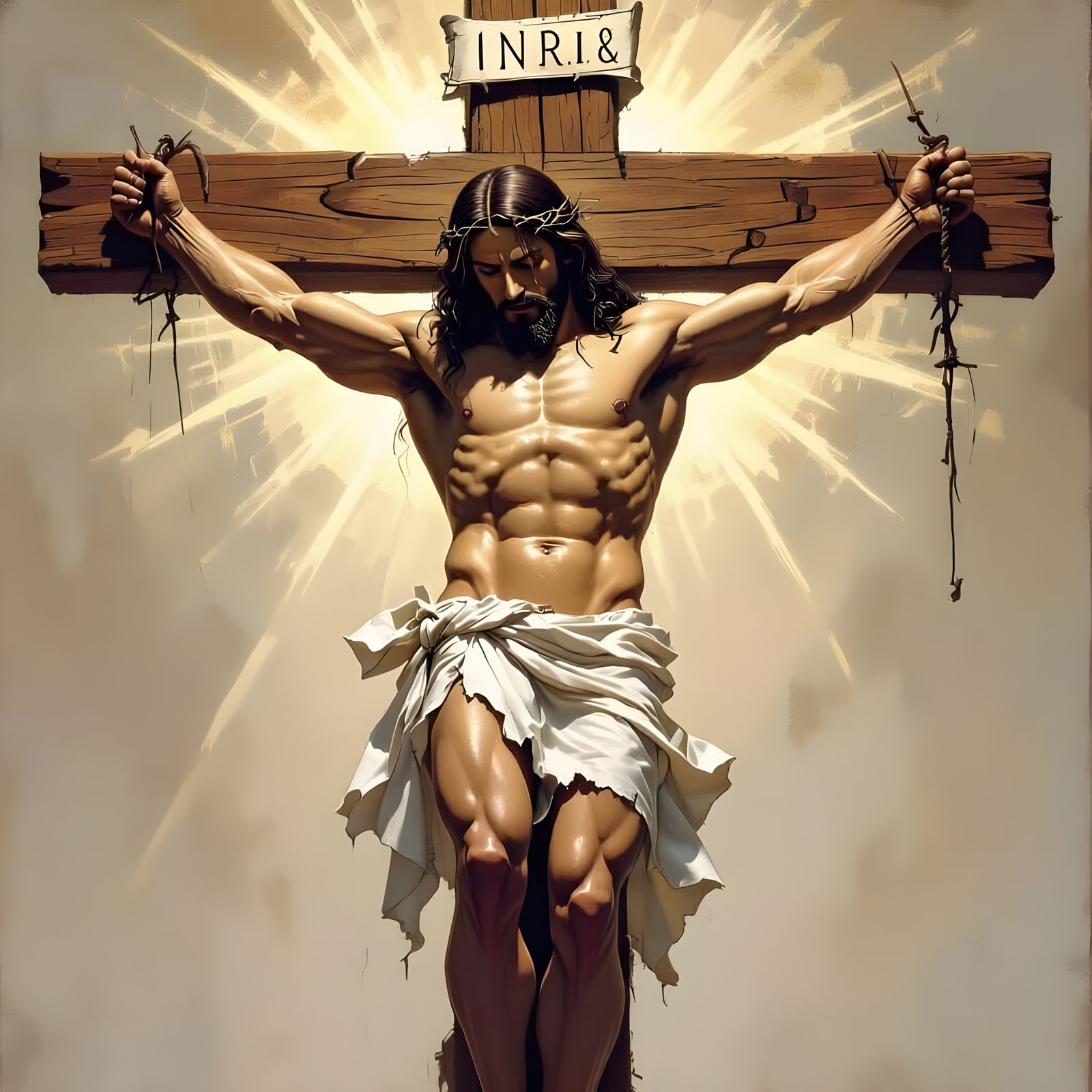 Muscular Jesus Christ on the Cross