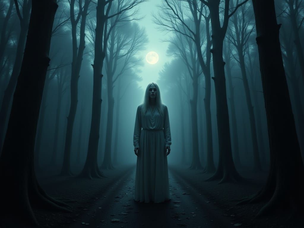 Man in Misty Woods at Night | Analog Horror Style