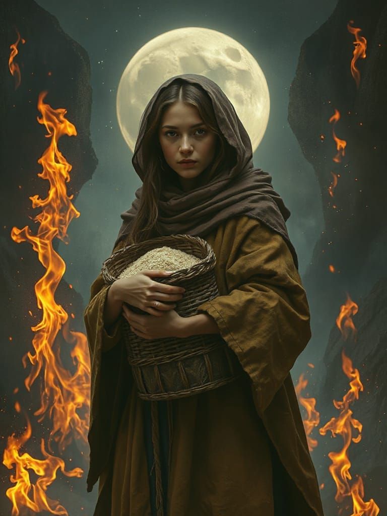 Whispers of Ancient Folklore in a Mystical Moonlit Scene