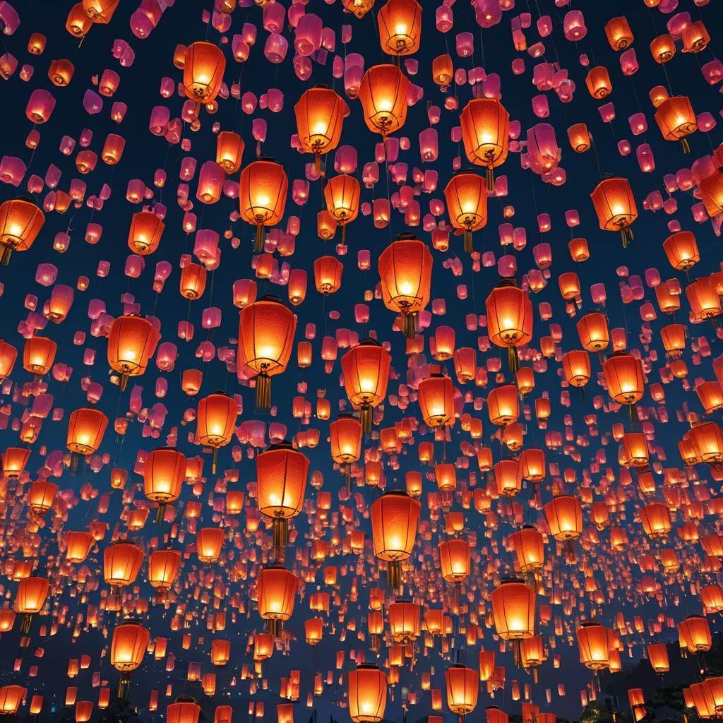 Single Lantern at Vibrant Yi Peng Festival
