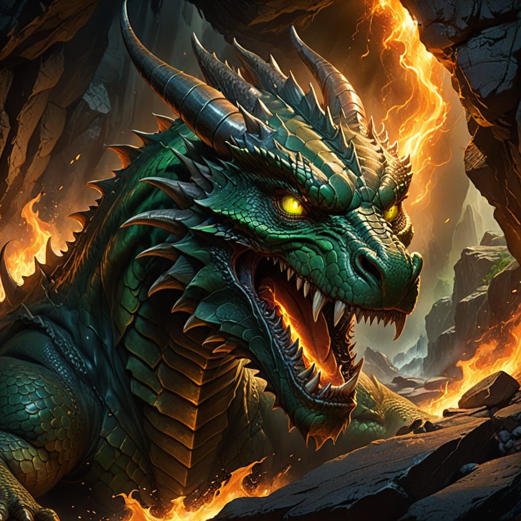 Dragon's Fury: A Cinematic Dark Fantasy Illustration