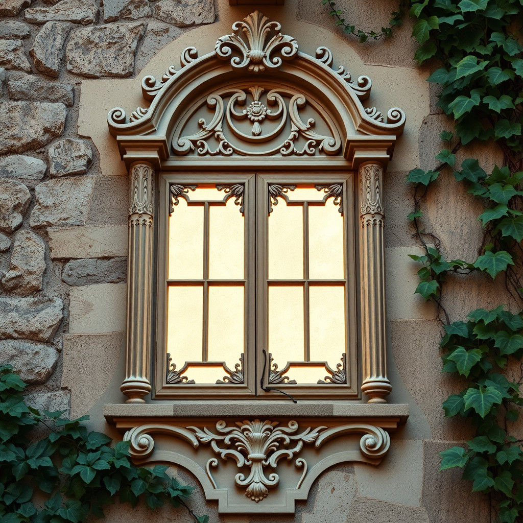 Baroque Window Amidst Lush Greenery