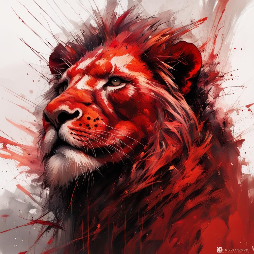 Fiery Lion: Geode Crystal Magma Art