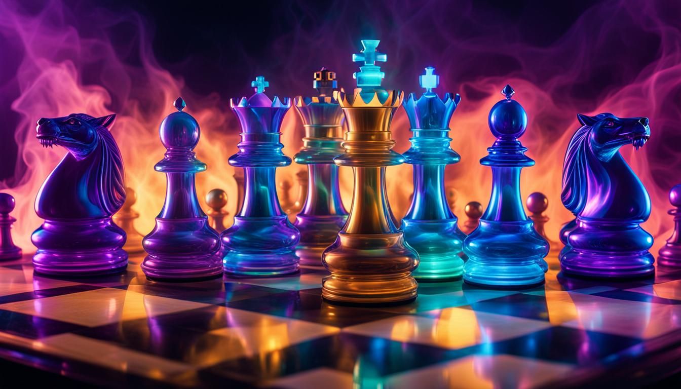 Celestial Chess: Glowing Smoke in Cosmic Art