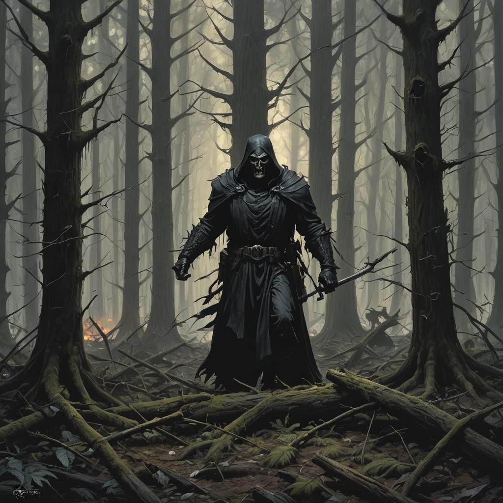 Sinister Dark Forest Scene