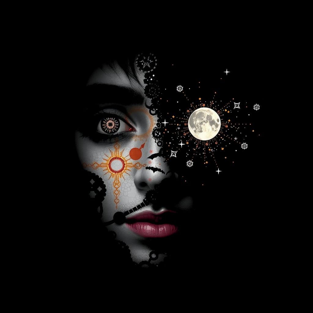 Mysterious Face in Moonscape: Complex Portraiture