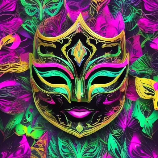 Neon Camping Scene in Expressionist Oil Painting