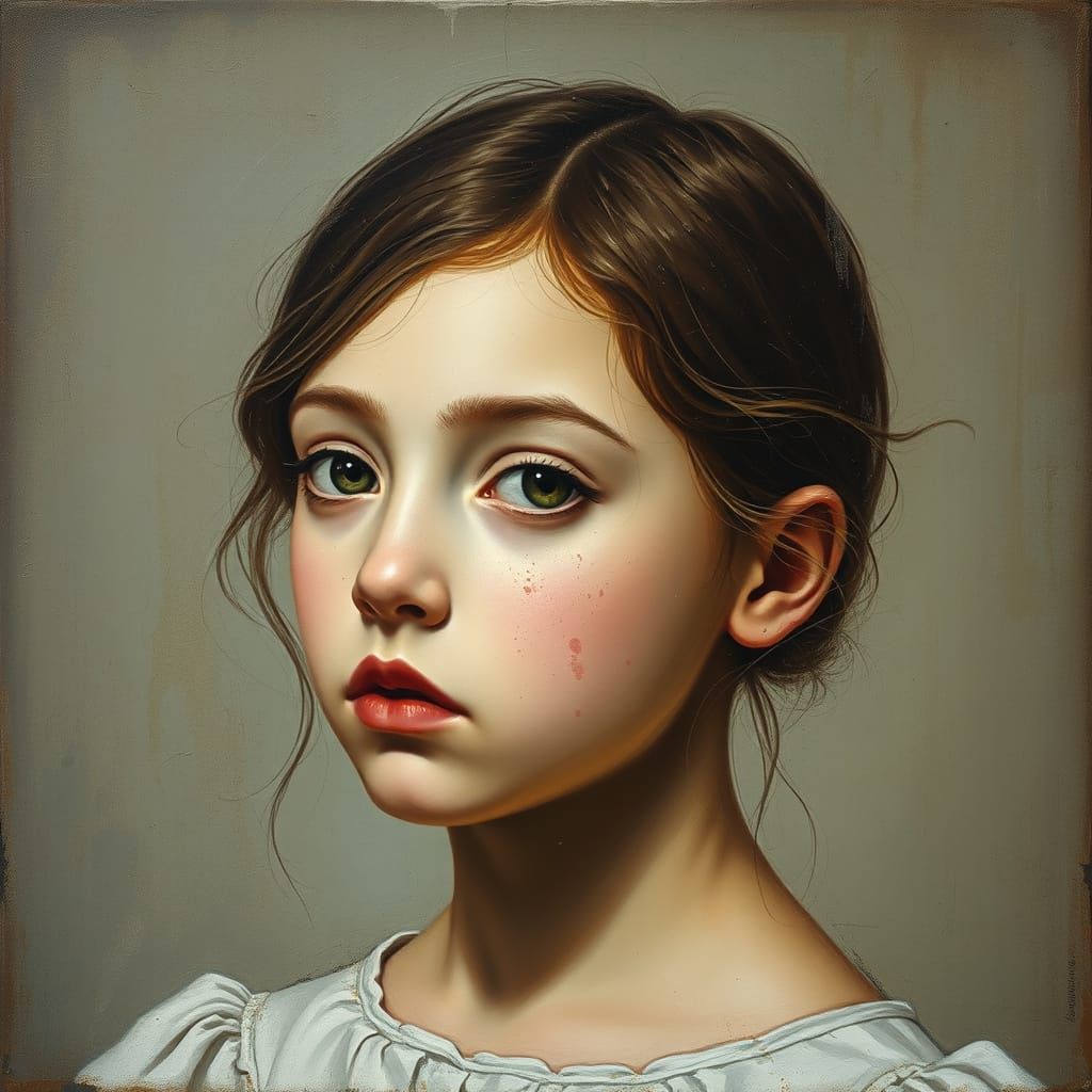 Portrait of Girl in Oil Painting Style