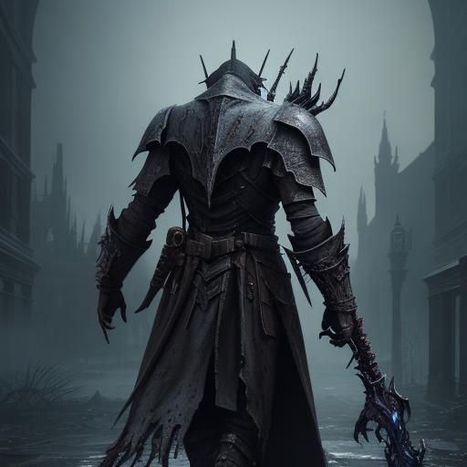 Futuristic Mech Warrior in Bloodborne Style