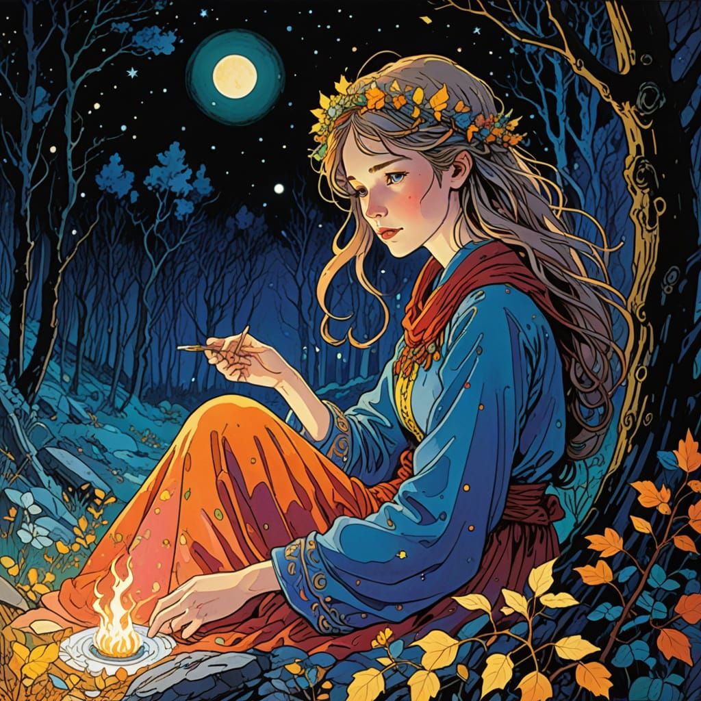 Magical Forest Encounter with Fairies in Comic Style