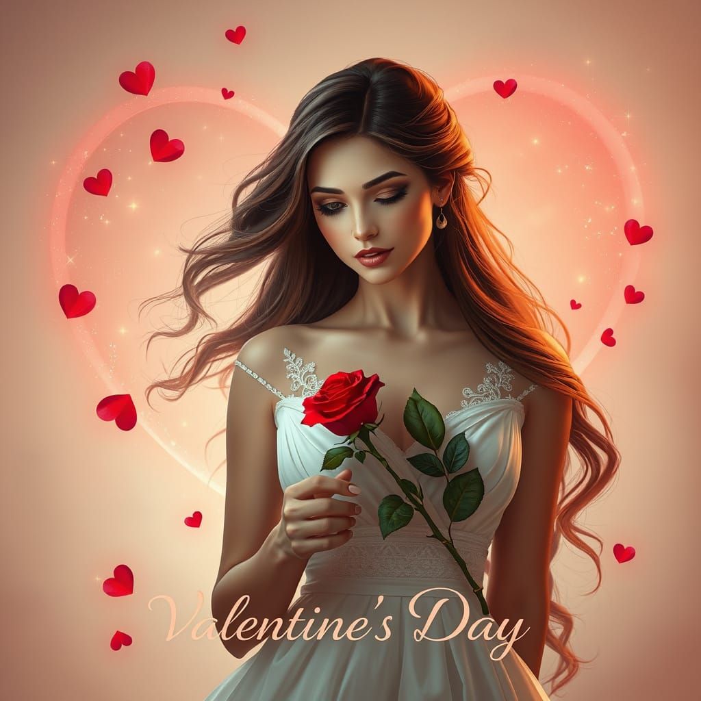 Elegant Whimsical Valentine's Day Greeting Card Art