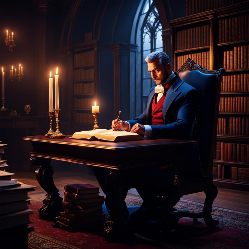 D&D Noble Reading by Candlelight: Fantasy Concept Art