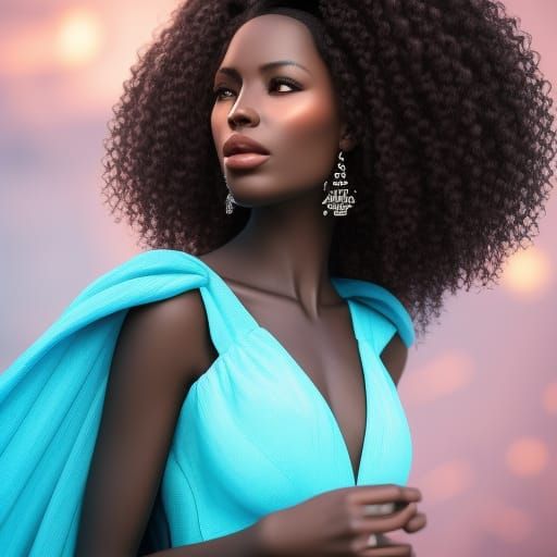 Beautiful African Model Portrait in Hyperrealism