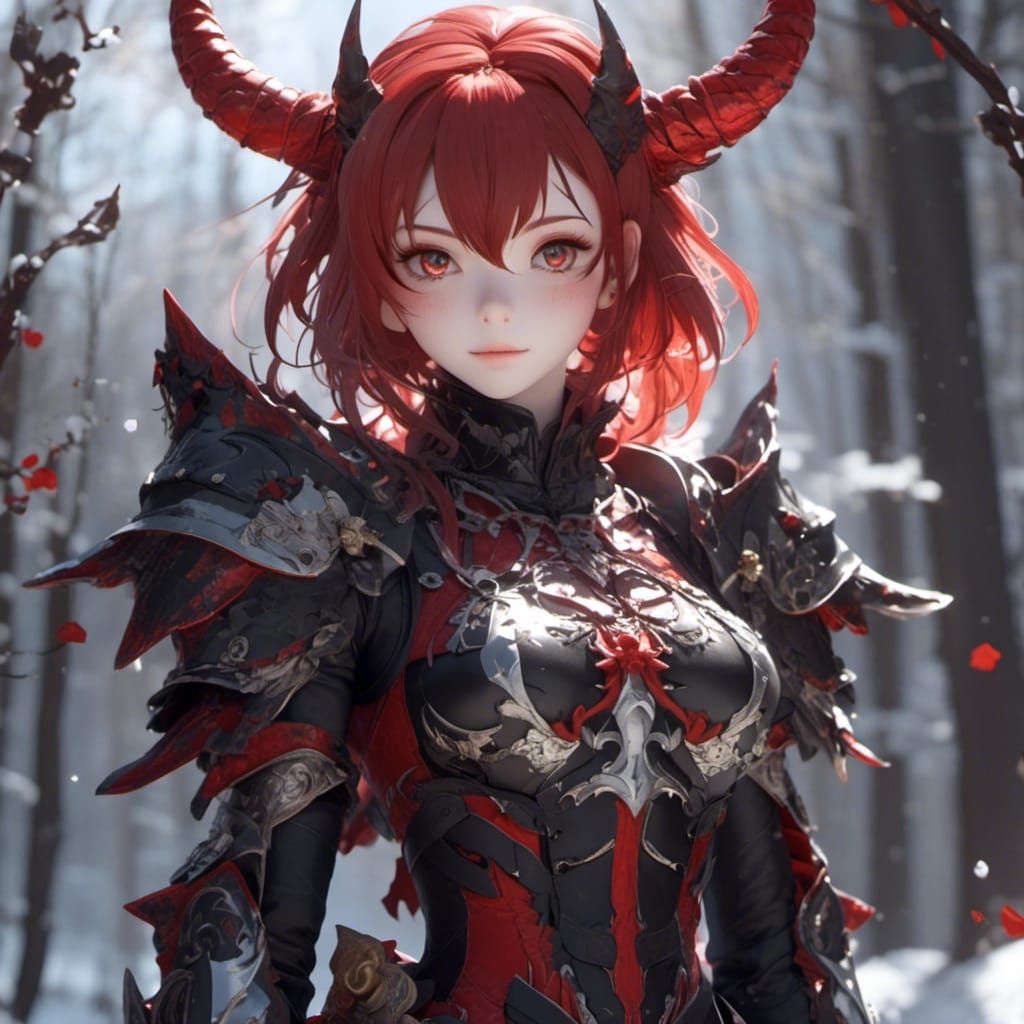Fiery Demon Girl in Manga-Inspired 3D Anime Art