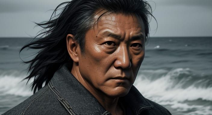 Photorealistic Portrait With Intense Gaze And Rembrandt Ligh...