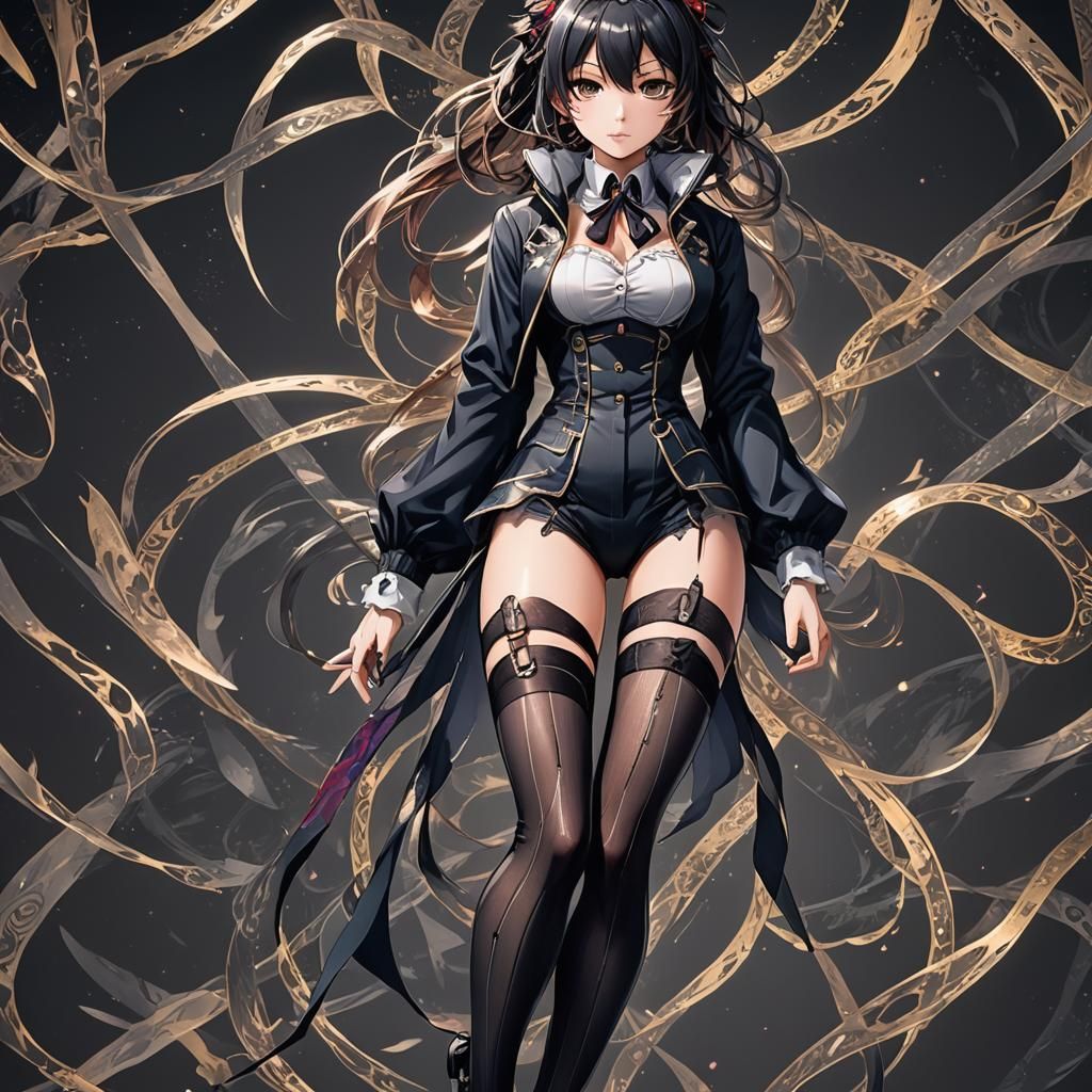 Provocative Anime Woman in Stockings