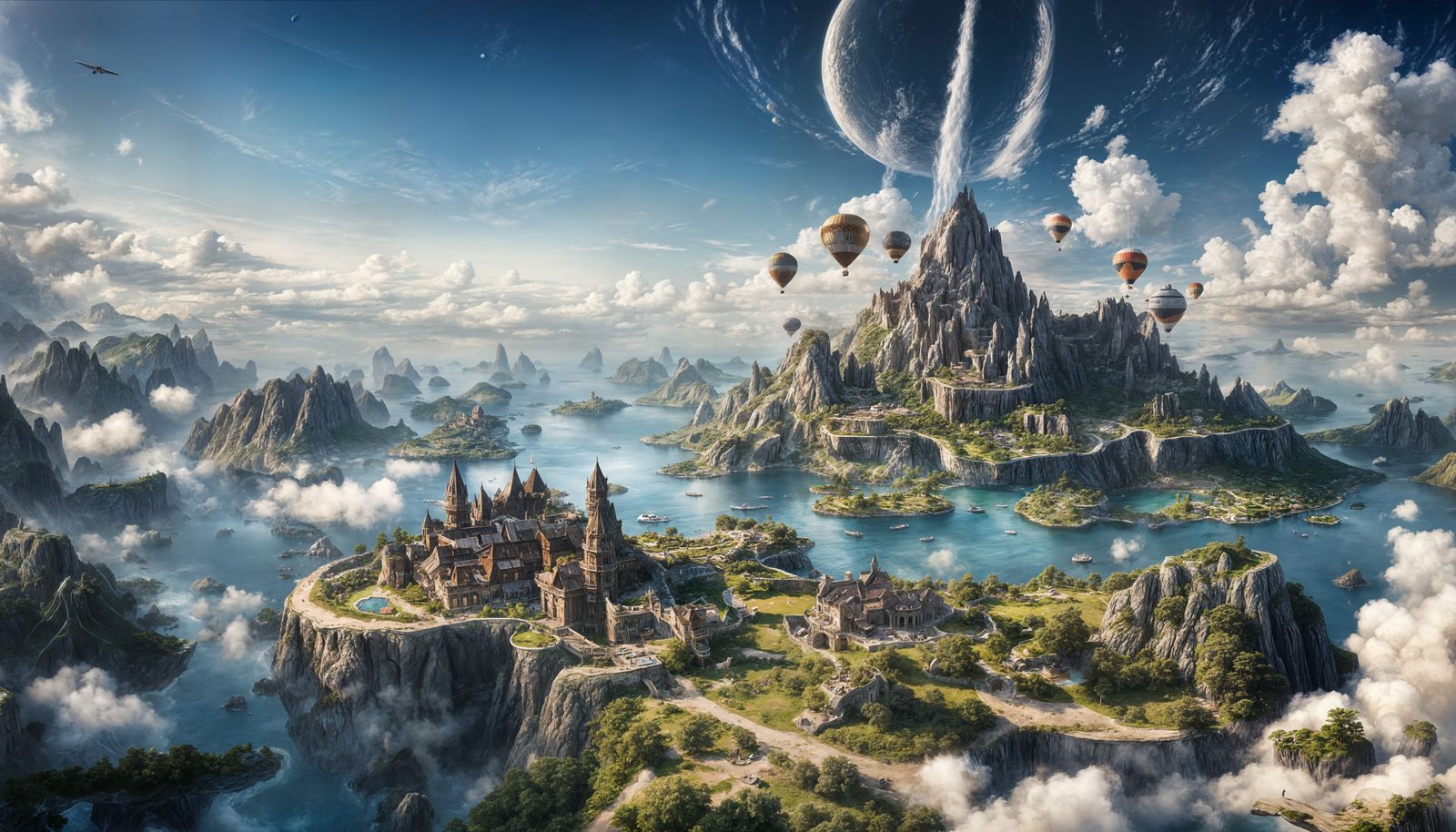 Cozy Floating Island in Realistic 4K Sky