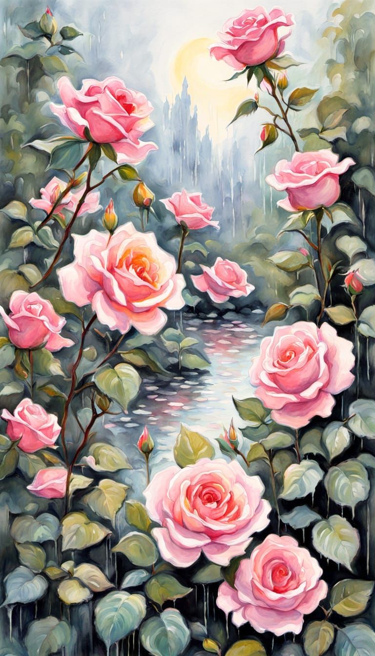 Whispers of a Rose Garden in Soft Pastel Hues