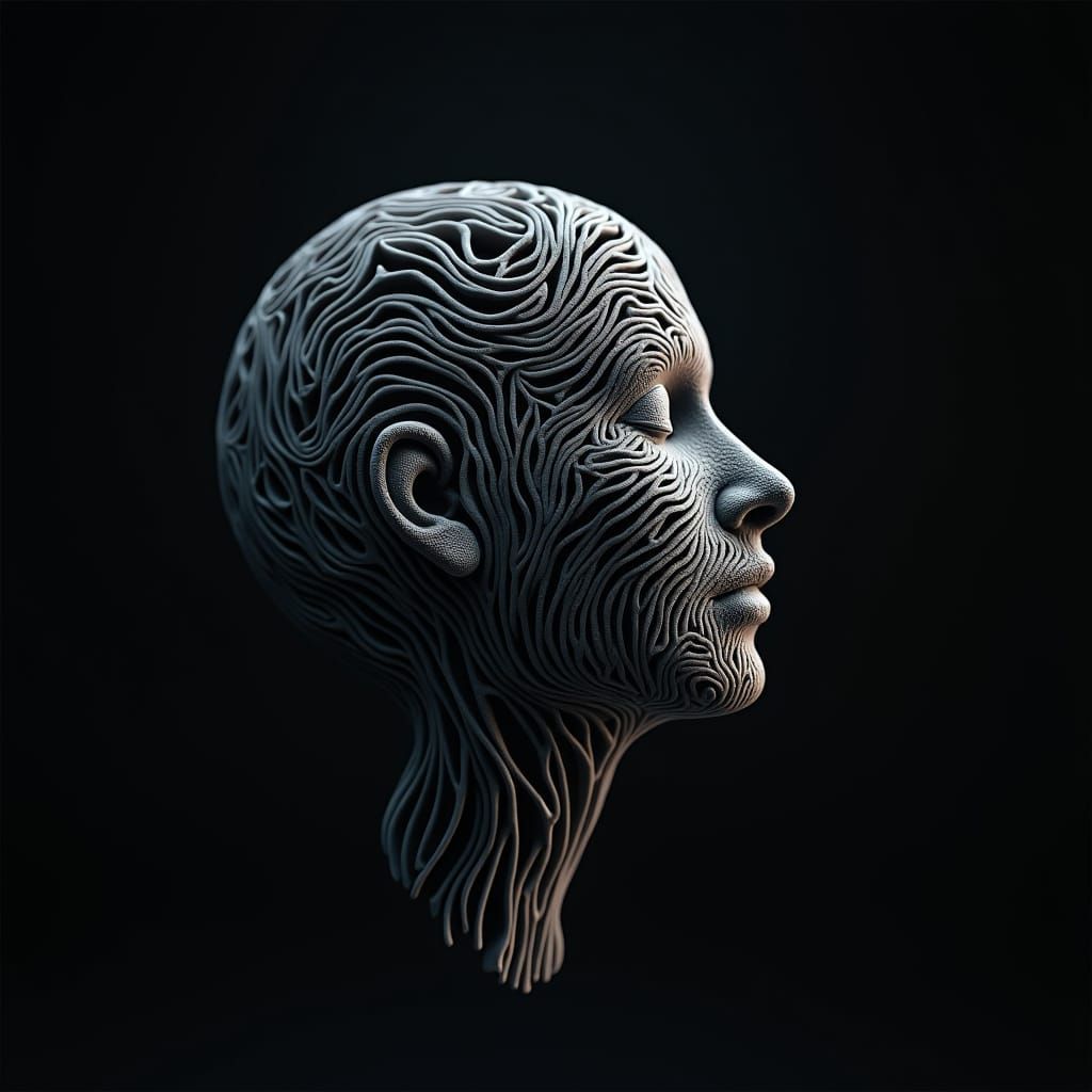3D Head Emerging: Minimalist Algorithmic Portrait