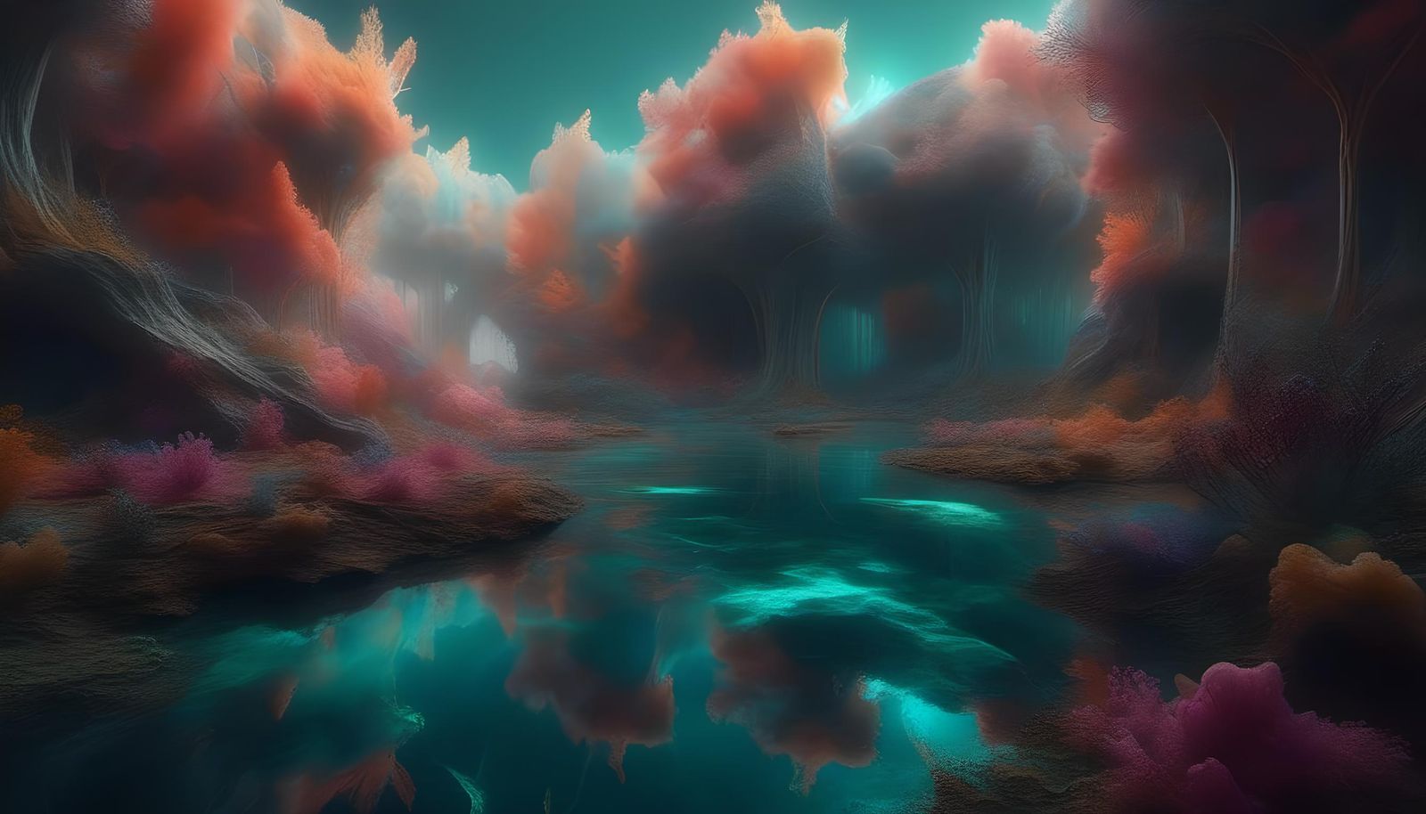 Ethereal Psychedelic Fractal Landscape in Hyperrealism
