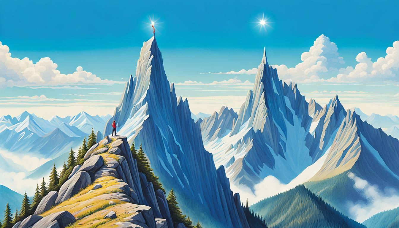 Number 5 on Mountain in Fairytale Style