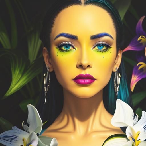 Colorful Floral Faces in High Resolution