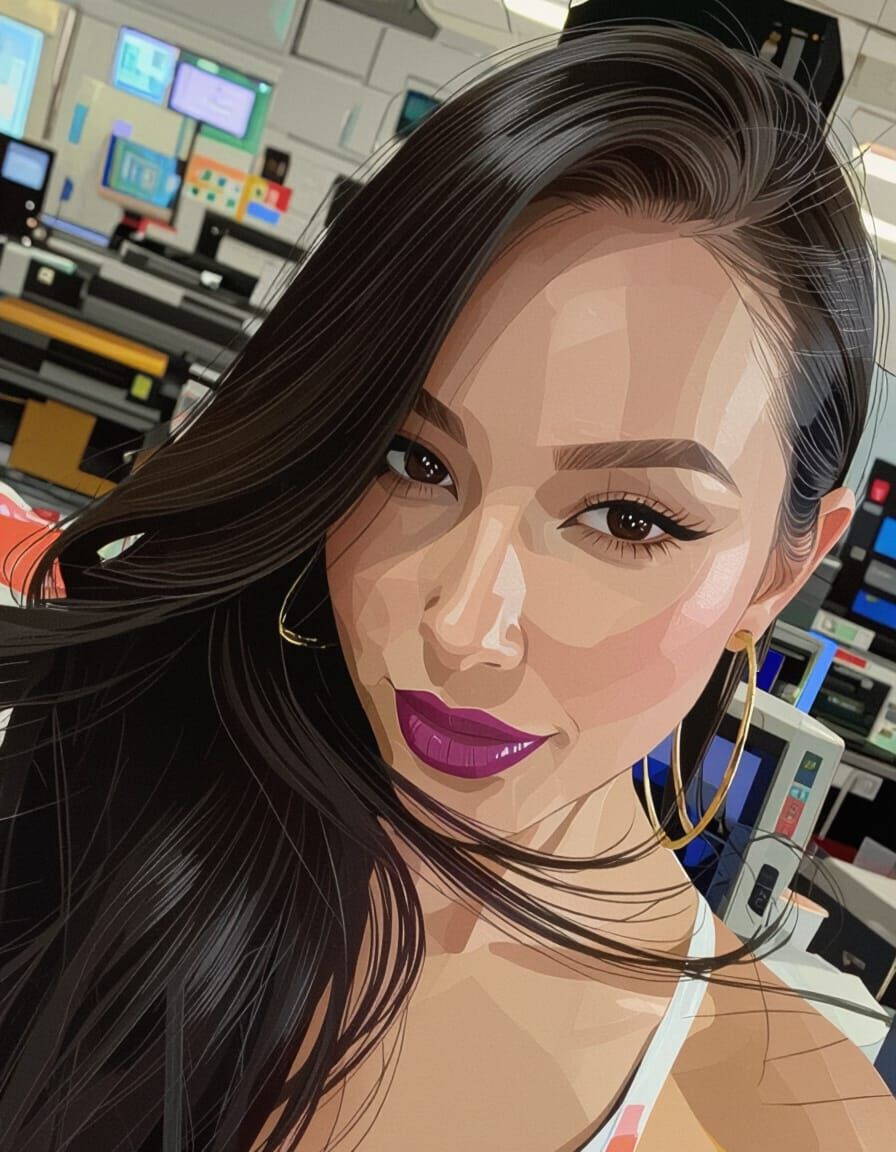 Woman in Print Shop in Disney Pixar 3D Style