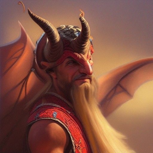 Tiefling Portrait in Oil Painting Style