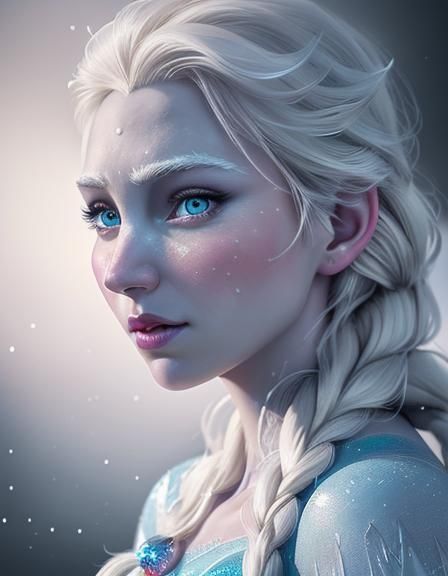 Elsa and Olaf Hyperrealistic Concept Art