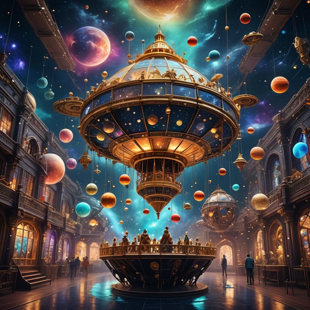 Ethereal Museum Floating in Space: Fantasy Concept Art