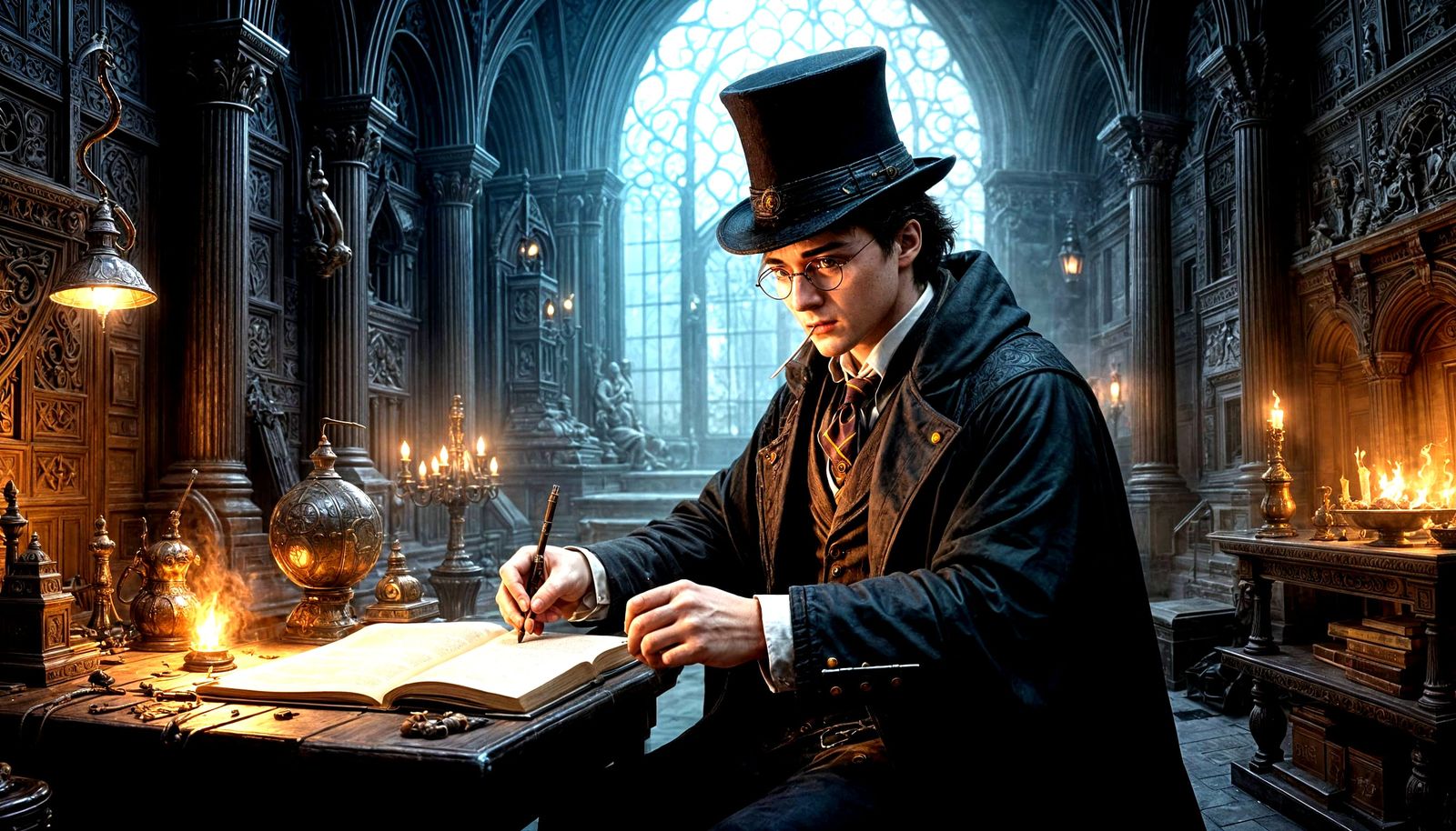 Harry Potter Smokes a Cigar in Dark Fantasy Masterpiece