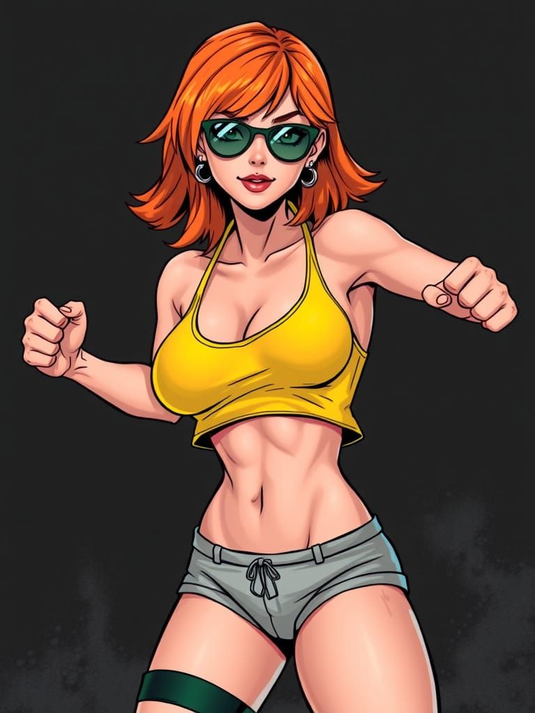 Vibrant Comic Book Heroine in Action